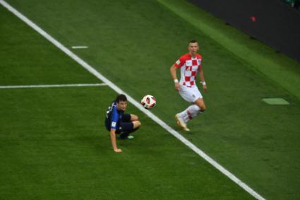 Москва. Во время финального матча чемпионата мира по футболу - 2018 между сборными командами Франции и Хорватии.