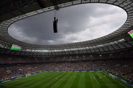 Москва. Во время финального матча чемпионата мира по футболу - 2018 между сборными командами Франции и Хорватии.