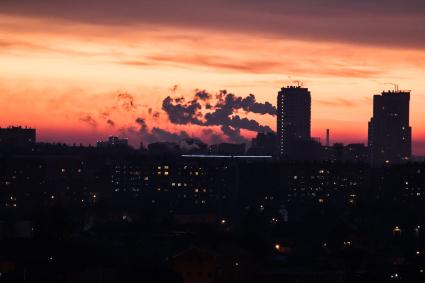 Челябинск. Смог над городом.