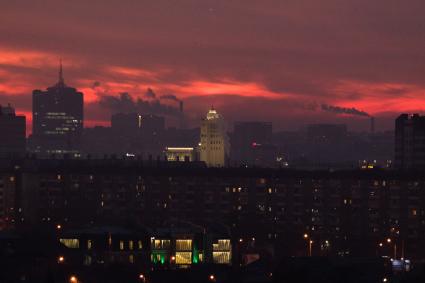 Челябинск. Смог над городом.