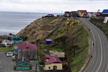 Остров Итуруп, Курильск. Вид на город.