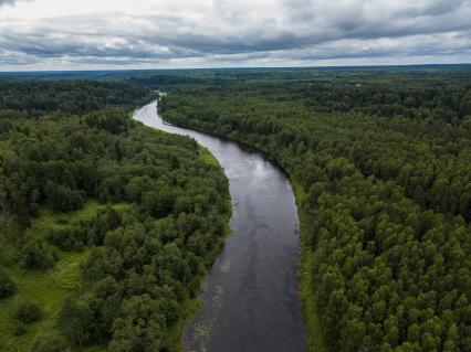 Селигер, село Ельцы. Вид на Волгу со смотроваой площадка в селе Ельцы.