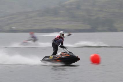 Иркутская область. Участник фестиваля аквабайкеров Baikaljetfest-2018 во время выступления на Байкале.