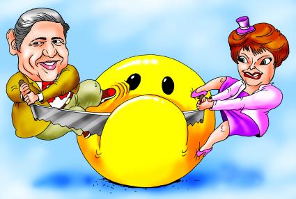 Карикатура на тему развода Евгения Петросяна и Елены Степаненко.