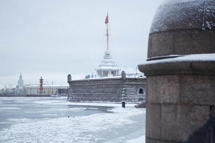 Санкт-Петербург. Вид Петропавловской крепости зимой.