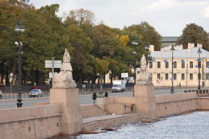 Санкт-Петербург. Набережная со сфинксами у Академии художеств.