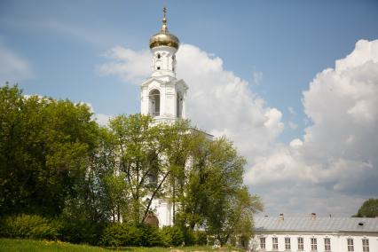 Великий Новгород. Вид на колокольню Свято- Юрьевского монастыря.