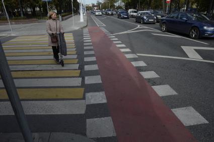 Москва.  Велодорожка на  Тверском бульваре.