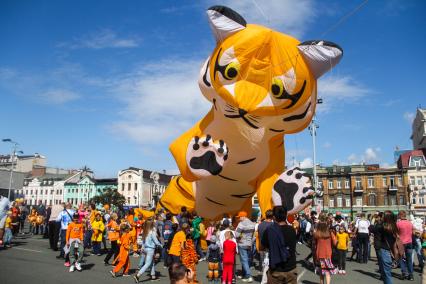 Владивосток. Участники  праздничного шествия, посвященного Дню тигра.