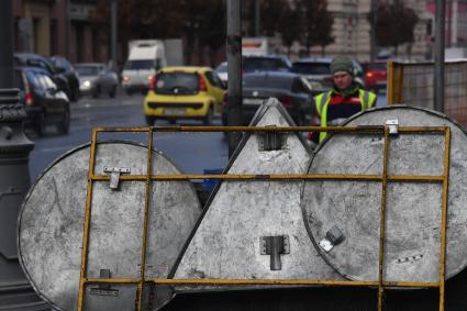 Москва. Дорожные работы на улицах города.