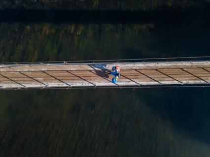 Московская область. Вид  на мост через Москву-реку между деревнями  санатория им. Герцена и Васильевское Одинцовского  района.