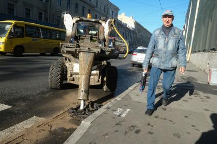 Санкт-Петербург. Дорожные работы.