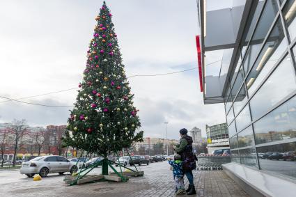 Санкт-Петербург. На проспекте Маршала Жукова появилась первая новогодняя елка.