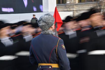 Москва. Участники марша, посвященного 77-й годовщине военного парада 1941 года, на Красной площади.