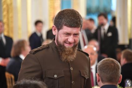 Москва. Глава Чечни Рамзан Кадыров на торжественном приеме в честь Дня народного единства в Большом Кремлевском дворце.