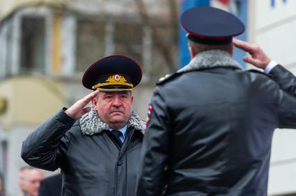 Санкт-Петербург. Генерал-лейтенант полиции, начальник ГУ МВД России по Санкт-Петербургу и Ленинградской области Сергей Умнов
 во время открытия нового здание отделения  полиции  Выборгского района.