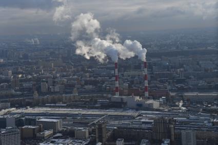 Москва.  Вид на город с 90-го этажа башни  `Федерация`Москва-Сити.