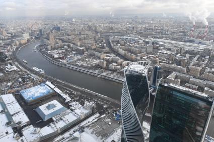 Москва.  Вид на город с 90-го этажа башни  `Федерация`Москва-Сити.