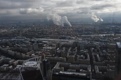 Москва.  Вид на город с 90-го этажа башни  `Федерация`Москва-Сити.