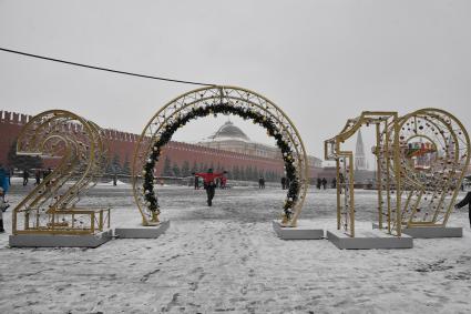 Москва.  Новогоднее оформление на Красной площади.