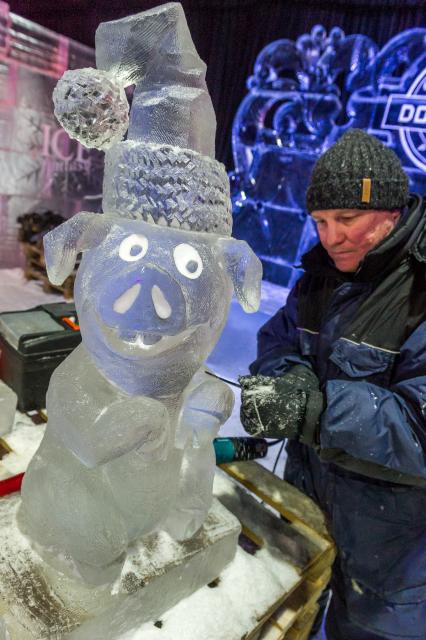 Санкт-Петербург. На фестивале ледовых скульптур ICE Fantasy в Петропавловской крепости.