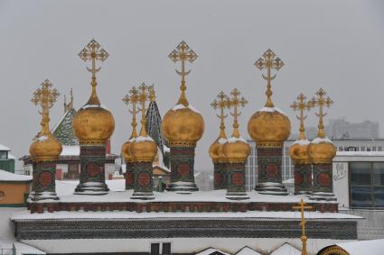 Москва. Купола Верхоспасского собора Московского Кремля.