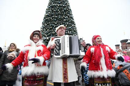 Тула.  Новогодние гуляния на улицах города.