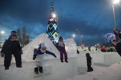 Красноярск.  Жители города во время Рождественских гуляний у самой высокой елки России.