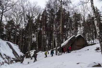 Красноярский край. Природный заповедник `Столбы`, расположенный на северо-западных отрогах Восточных  Саян.