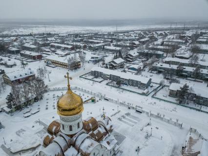 Красноярский край, Лесосибирск, поселок Новоенисейск.  Вид на поселок сверху.