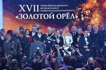 Москва. на церемонии вручения национальной премии в области кинематографии и телевидения за 2018 год `Золотой Орел` в павильоне киноконцерна `Мосфильм`.