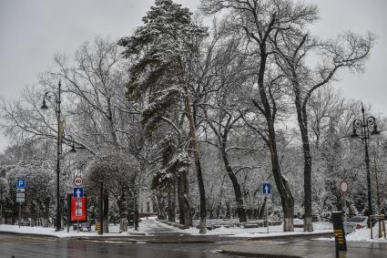 Казахстан, Алма-Ата. Прохожие на улице города.