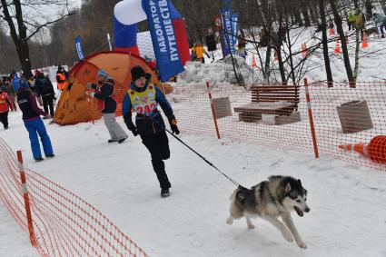 Москва. Соревнования `Московская метель`  в рамках фестиваля ездового спорта `Добрая лапа`в Сокольниках.