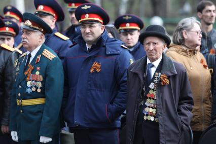 Ставрополь.  Ветеран Великой Отечественной войны Хизир Гулуев во время акции `Дорога Памяти`, приуроченной к 74-й годовщине Победы в Великой Отечественной войне.