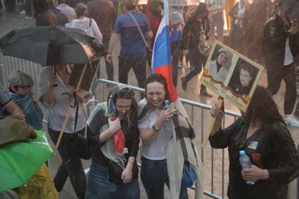 Москва. Участники акции `Бессмертный полк` на Тверской улице.