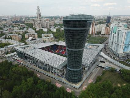 Москва. Вид сверху на новый стадион ЦСКА - `Арена ЦСКА`.