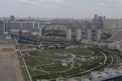 Москва. Панорама города с крыши стадиона ЦСКА - `Арена ЦСКА`.