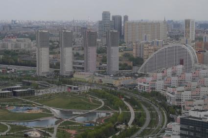 Москва. Панорама города с крыши стадиона ЦСКА - `Арена ЦСКА`.