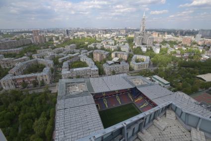 Москва. Вид сверху на новый стадион ЦСКА - `Арена ЦСКА`.