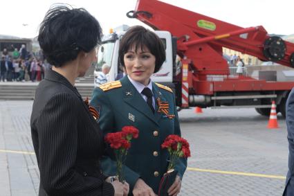 Москва.  Заместитель начальника ЦСКА, двукратная олимпийская чемпионка по биатлону Светлана Ишмуратова на стадионе ЦСКА.
