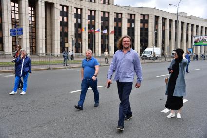 Москва.  Предприниматель Сергей Полонский на митинге `За закон и справедливость` на проспекте Сахарова.