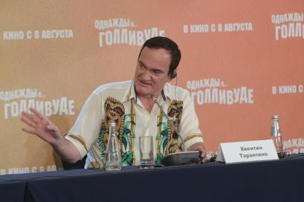 Москва. Американский режиссер Квентин Тарантино во время пресс-конференции, посвященной премьере фильма `Однажды… в Голливуде`.