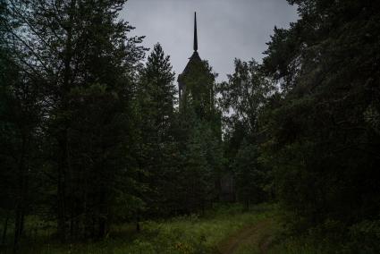 Архангельская область, деревня Литвиново. Деревянный  храм Иоанна Предтечи XIX века, который восстанавливает организация `Общее дело `.