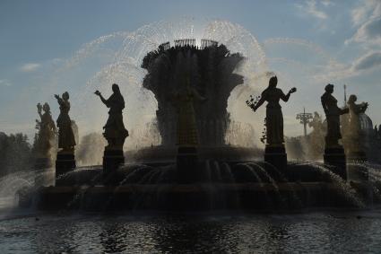 Москва. У фонтана `Дружба народов `на ВДНХ.