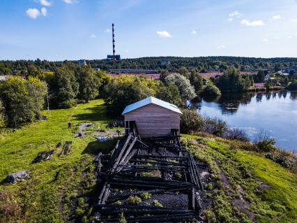 Республика Карелия, Кондопога. Вид сверху на руины церкви Успения Пресвятой Богородицы.