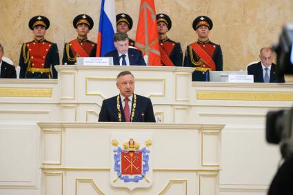 Санкт-Петербург. Избранный губернатор Санкт-Петербурга Александр Беглов во время церемонии вступления в должность в Мариинском дворце (в здании Законодательного собрания).