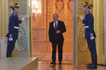 Москва. Президент РФ Владимир Путин на торжественном приеме в честь Дня народного единства в Большом Кремлевском дворце.