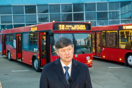 Казань. Минские автобусы МАЗ на автотранспортном предприятии Казани.