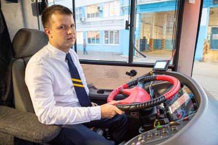 Казань. Минские автобусы МАЗ на автотранспортном предприятии Казани.