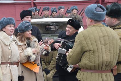 Москва. Участники торжественного марша, посвященного 78-й годовщине военного парада 1941 года, на Красной площади.